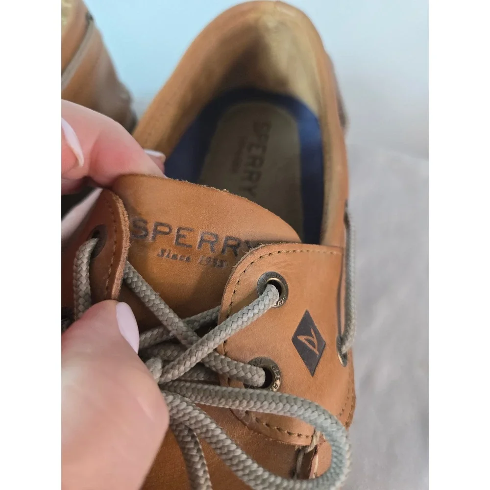 Sperry Top-Sider Mens Billfish Boat Shoes Tan Brown Leather 10.5 Wide Width